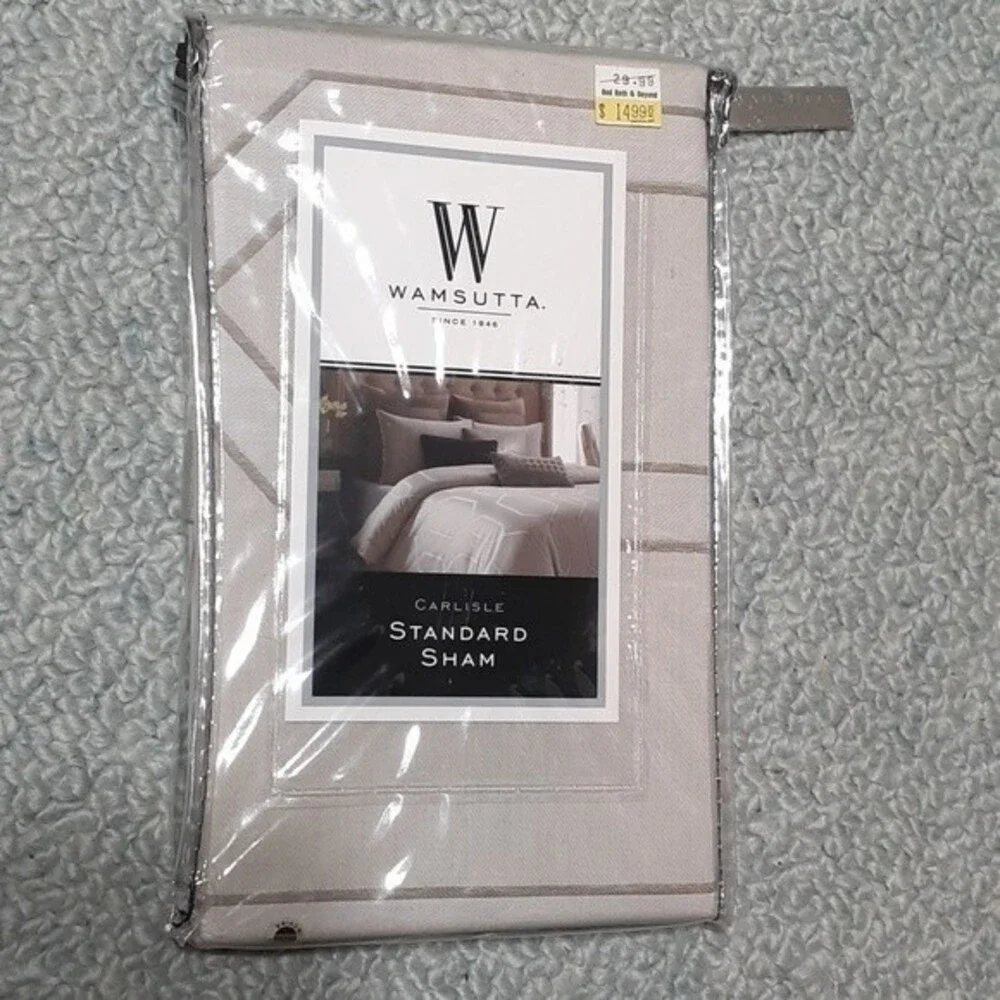 wamsutta carlisle Pillow sham 20 x 26 new neutral cotton tan beige gray